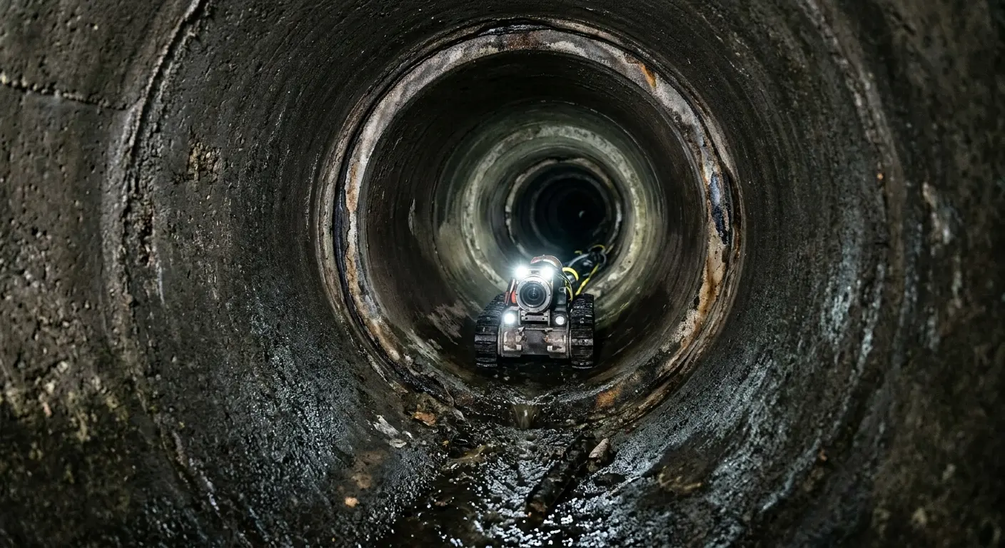 Robotic sewer camera inspecting pipe interior for Drain Snake Service in Upper Leacock